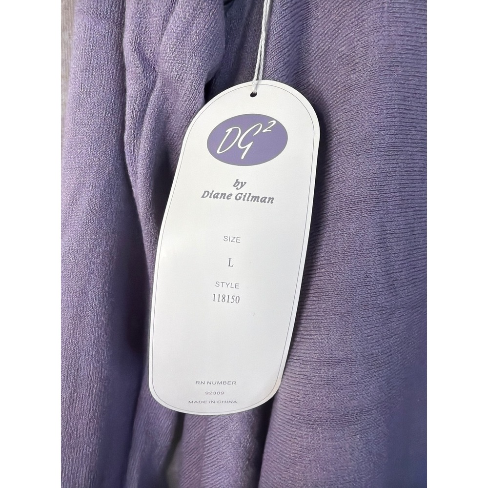 NWT DG2 by Diane Gilman Lavender Waterfall Cardigan Sweater Women's Size L - Picture 5 of 6